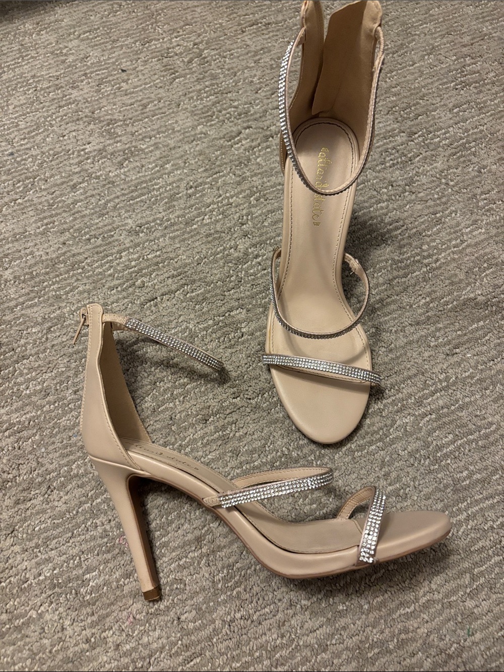 Altard State Beige Rhinestone Strappy High-Heel